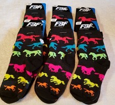 Childs Bright multi colored Socks w/ horse designs  6 pair 