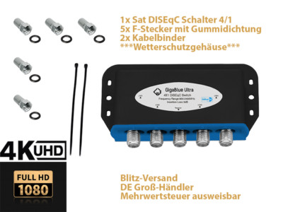 GigaBlue Ultra DiSEqC Schalter 4/1 Wetterschutz SAT Umschalter Switch LNB 4K UHD