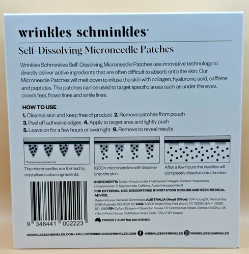 Wrinkles Schminkles Self Dissolving Microneedle Patches 8 Facial Patches Pk - Picture 5 of 10