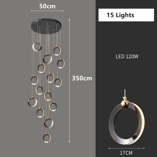 Black Dining Room Pendant Lights Stair Lobby Pendant Light Hotel Ceiling Lights - Picture 8 of 23