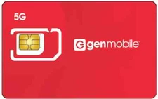 GEN MOBILE Prepaid SIM Card $ 20 Unlimited Talk, Text, and 5GB Data on T-Mobile