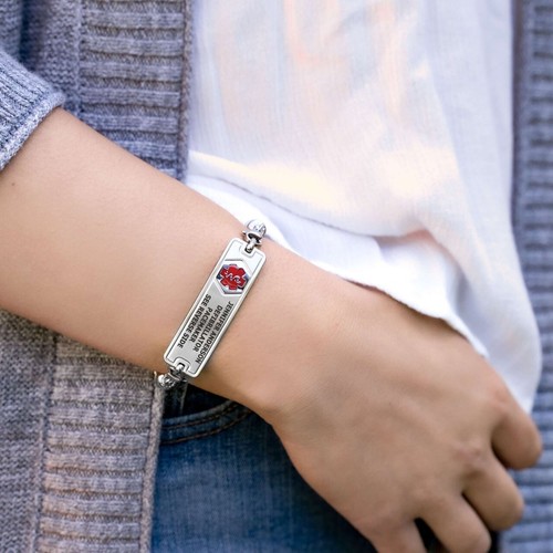 Divoti Medical Alert ID Bracelets Custom Engraved Rect Classic and Filigree Link - Picture 4 of 13