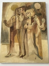 MID CENTURY PAINTING MODERNIST LISTED BILL VOSS EXPRESSIONIST LARGE Abstract 40”