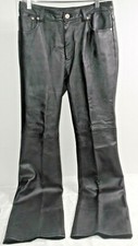 Newport News Easy Style Black Leather Pants Women's Size 6 Flare Leg Lined 
