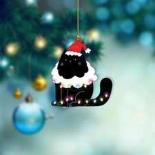 Cat Christmas Tree Ornament, Cat Merry Christmas Ornament, Cat Xmas Ornament