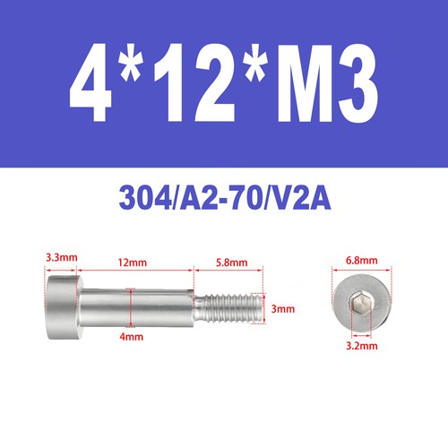 V2A A2 Pass-Schulterschraube Innensechskant M2 M2,5 M3 M4 M5 Edelstahl - Bild 45 von 107