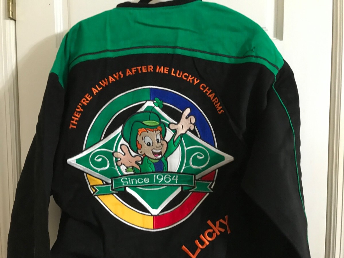 【希少】最終値下げlucky charms ヴィンテージレーシングジャケット Rare Kid's Vintage Lucky Charms Black Nascar Racing Jacket