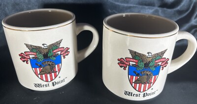 West Point 22k Gold Trimmed Coffee Mugs (2)