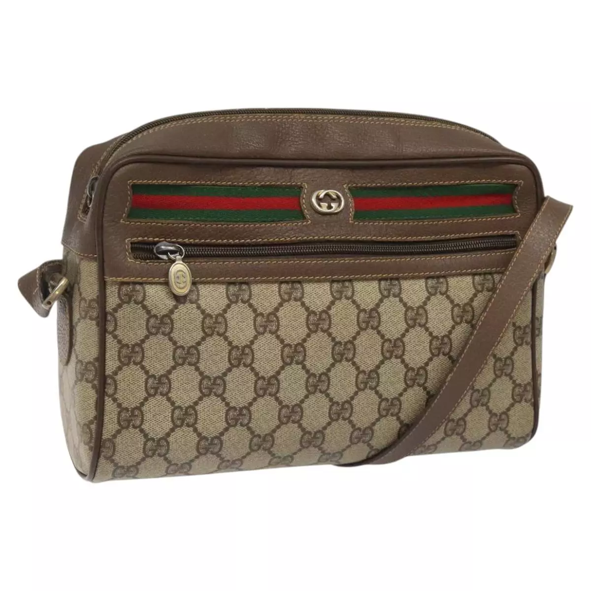 Sac à bandoulière GUCCI GG Supreme Web Sherry Line PVC beige or authentique 113785