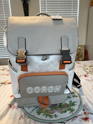 NWT Coach Track Backpack In Colorblock Signature Canvas With Coach