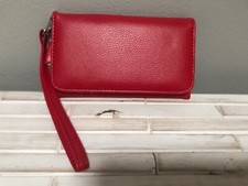 EUC Red Lesther Phone Wristlet Detachable Strap