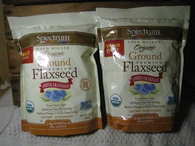 2x Spectrum Essentials Organic Ground Flaxseed 48oz TOTAL 04/2025 Past Fresh