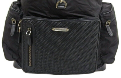 Ermenegildo Zegna Backoack Bag PELLE TESSUTA Black men's Nylon