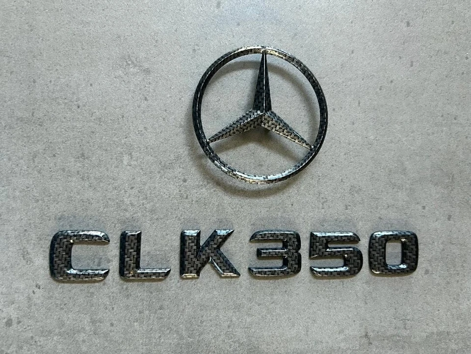 Mercedes-Benz W209 CLK350 Carbon Fiber Effect Rear Trunk Emblem Pair OEM Star - Image 2 of 4