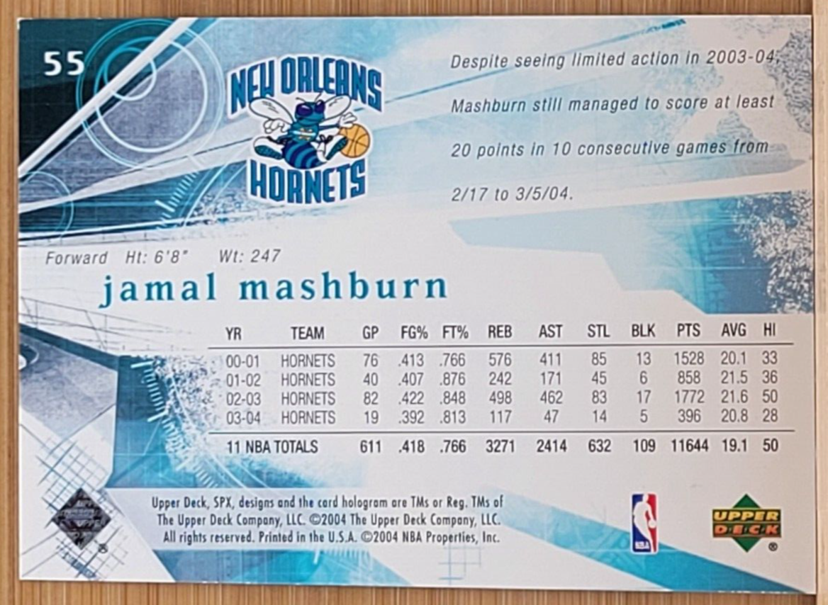 2004-05 SPX JAMAL MASHBURN GOLD SPECTRUM #D/25 UPPER DECK NEW