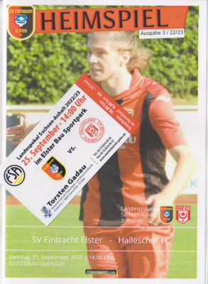 2x HFC 2022 /23 Programmheft + Ticket Eintracht Elster - Hallescher FC FSA-Pokal