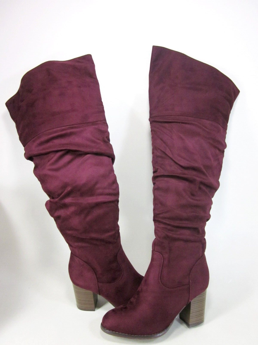 JOURNEE COLLECTION WOMEN'S KAISON EXTRA WIDE-CALF BOOTS,WINE,US