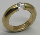 Vtg 1980s Niessing HalfRound Ring Gilt 925 Sterling Silver 0.60ct Crystal Sz N½