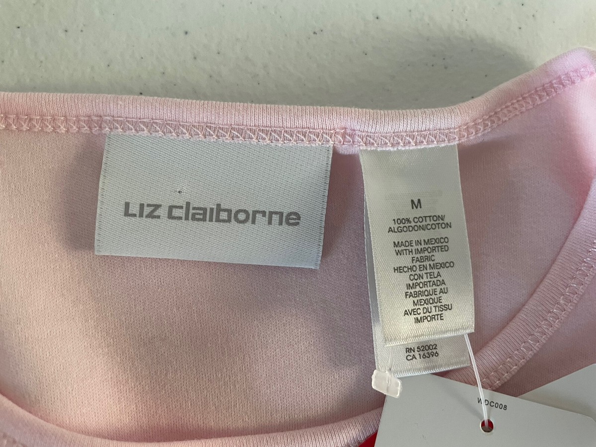 LIZ CLAIBORNE womens round neck pink biopolish fabric size medium