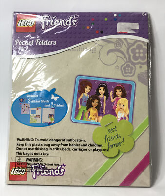 LEGO Friends 2 Pocket Folders & 2 Sticker Sheets School Girls Best Friends Pink