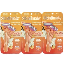 6 Skintimate Quattro Vanilla Sugar 4 ct. Disposable Razors Womens 4-Blade Razors