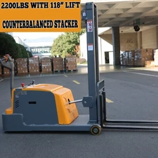 APOLLOLIFT 2200lb Fully Powered Electric Walkie Counterbalanced Stacker 118"Lift