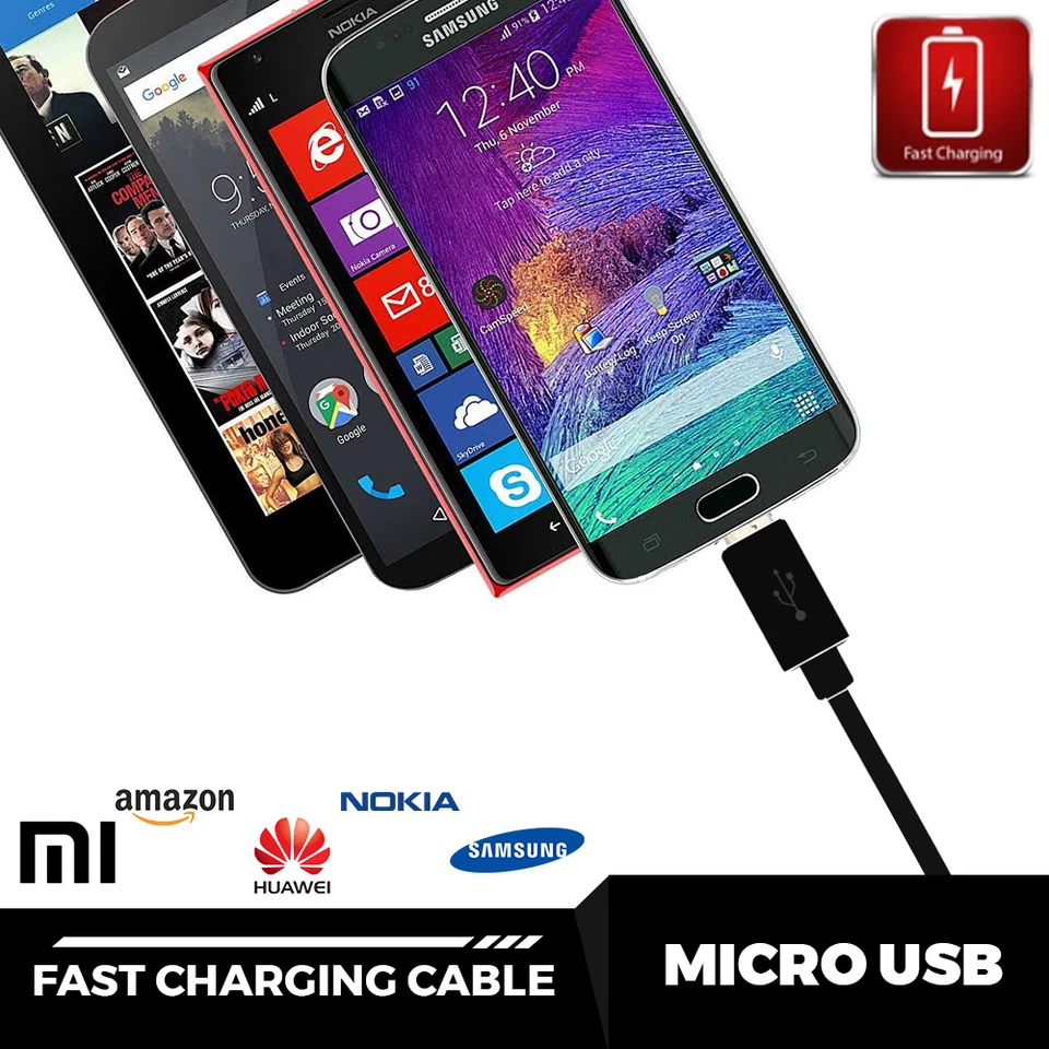 Fast Long Micro USB Data 2M 1M Charger Cable Lead For Samsung LG Android Phones - Image 4 of 4