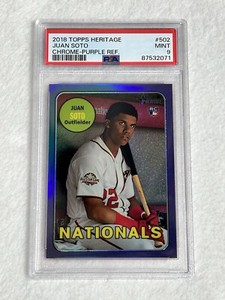 その他 2018 Topps Her Purple Ref Juan Soto PSA9 Juan Soto 2018 Topps Heritage #THC-502 Purple Hot Box