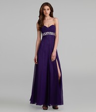 JS Collections Beads Strapless Chiffon Gown Sz 12 Purple
