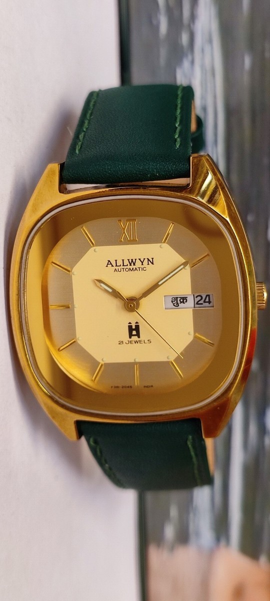 Montre Vintage ALLWYN Automatique Y381 - 21 Rubis - Guichet Date/Jour - Années 80 - État Exceptionnel
