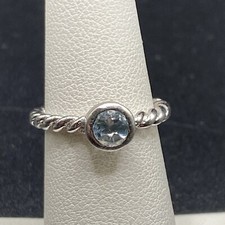 Sterling Silver Blue Topaz Cable Ring - Size 6, Signed NF