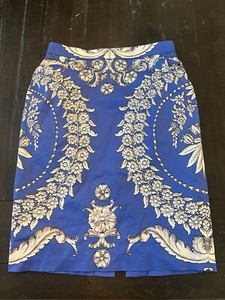 Yoana Baraschi Gilded Estate Pencil Skirt Anthropologie 4 Royal Blue