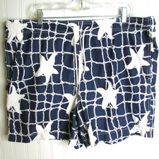 Nautica Swim Trunks Size XL Dark Blue Large White Starfish Mesh Lined Nautical