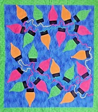 Handmade Large CHRISTMAS LIGHTS Applique Quilt 49" x 42"