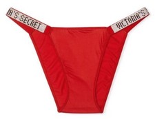 Mutandine bikini Victorias Secret logo bomba cinturino lucido XS-S-M-L rosso sexy 