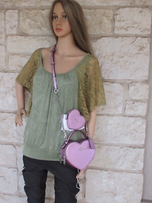 New Coach SMALL Heart Bag Crossbody + Matching Coin case 2-pc SET