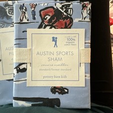 Pottery Barn Football Pillow Sham New Organic Set Of 2 New
