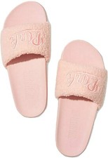 Victoria's Secret Pink Sherpa Single Strap Slides Pink NWT