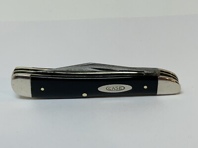 VINTAGE CASE XX SMALL 2 BLADE PEANUT SLICK BLACK POCKET KNIFE 2220