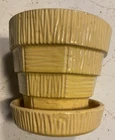 Vintage McCoy Basket Weave Yellow Flower Pot 5” Tall