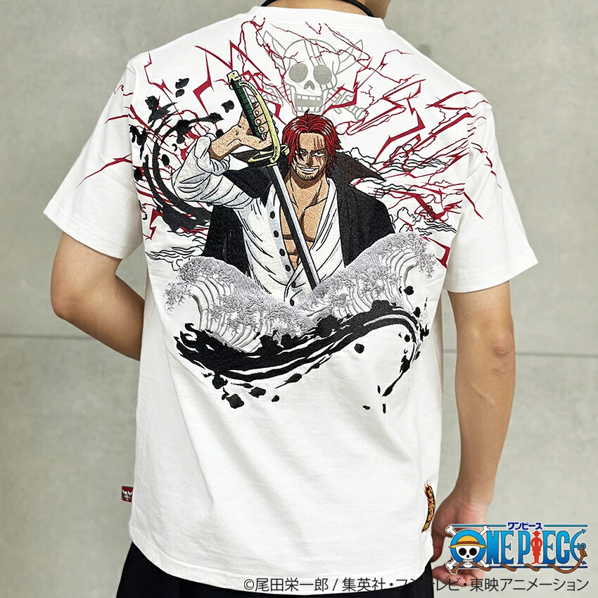Karakuri Soul x ONE PIECE Shanks Embroidered T-shirts WHT BLK | eBay