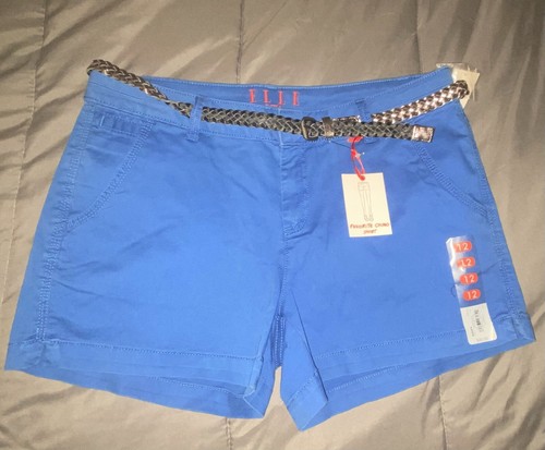 Elle Nautical Blue Belted Chino Shorts 