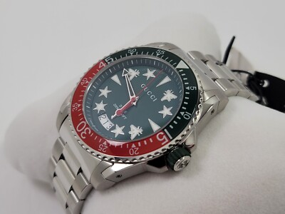 Gucci Dive XL SWISS Quartz Green Dial Stainless Steel Men's Watch