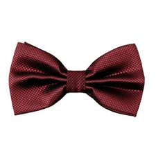  Mens Solid Mini Squares Formal Banded Bow Ties Maroon Plaid