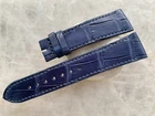 22mm/18mm Navy Blue Alligator Crocodile Print Leather Watch Strap Band