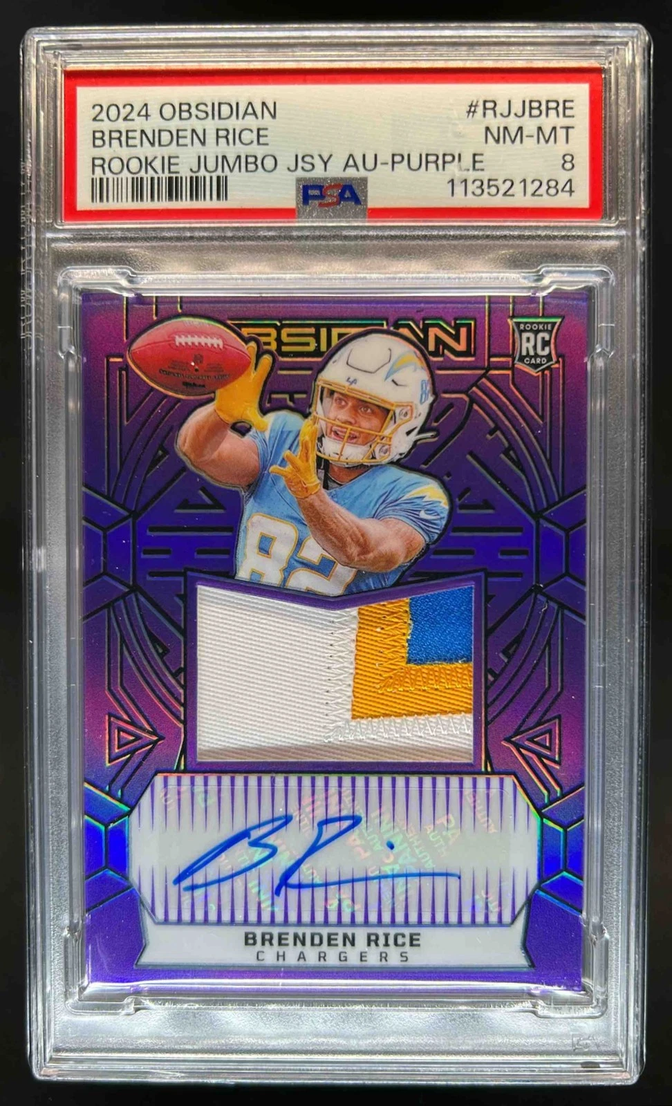 Brenden Rice Panini Obsidian Rookie Jumbo Jersey Autographs #RJJBRE Molten Fotl