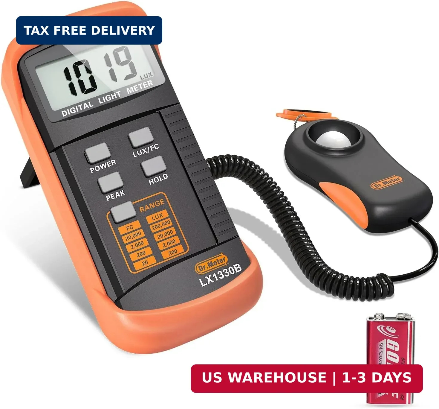 Dr.meter Digital Illuminance Light Meter 0-200,000 Lux Range Lux Meter