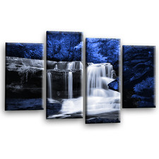 Waterfall Wall Art Blue Living Room Bedroom Forrest Split Canvas Picture Print 8