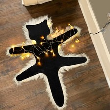LARFOEK Light Up Fried Cat Rug, Christmas 1'8" x 2' Octagonal , Warm Lights