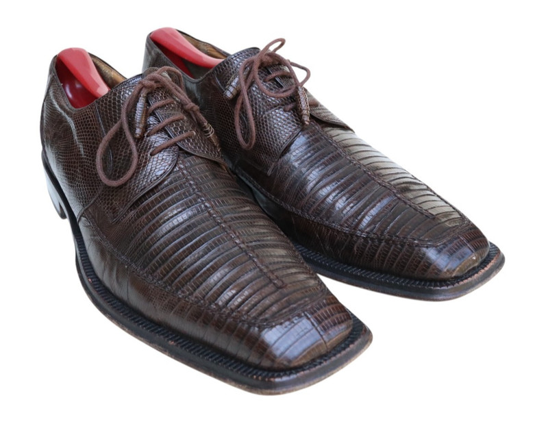 Mezlan Platinum Harrison 100% Lizard Skin Leather Oxford Dress Shoe Men’s SZ 9M